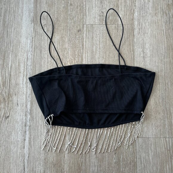 Womens Shein Black Tank with Rhinestones - M - Picture 3 of 5